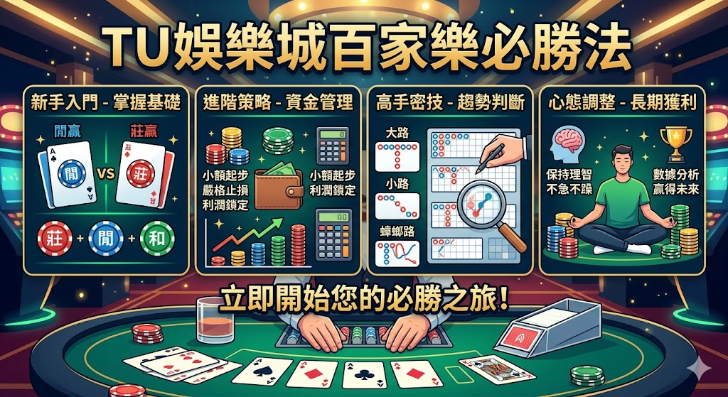 TU娛樂城百家樂必勝法：從新手到高手的投注策略分享。